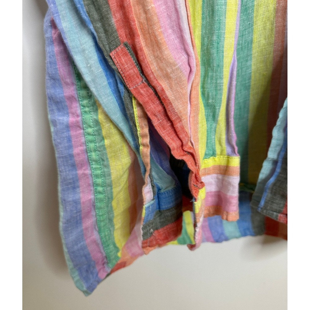 GAP 100% Linen Boyfriend Shirt Striped Button Down Women's Size XXL Coastal Vaca - Picture 6 of 14
